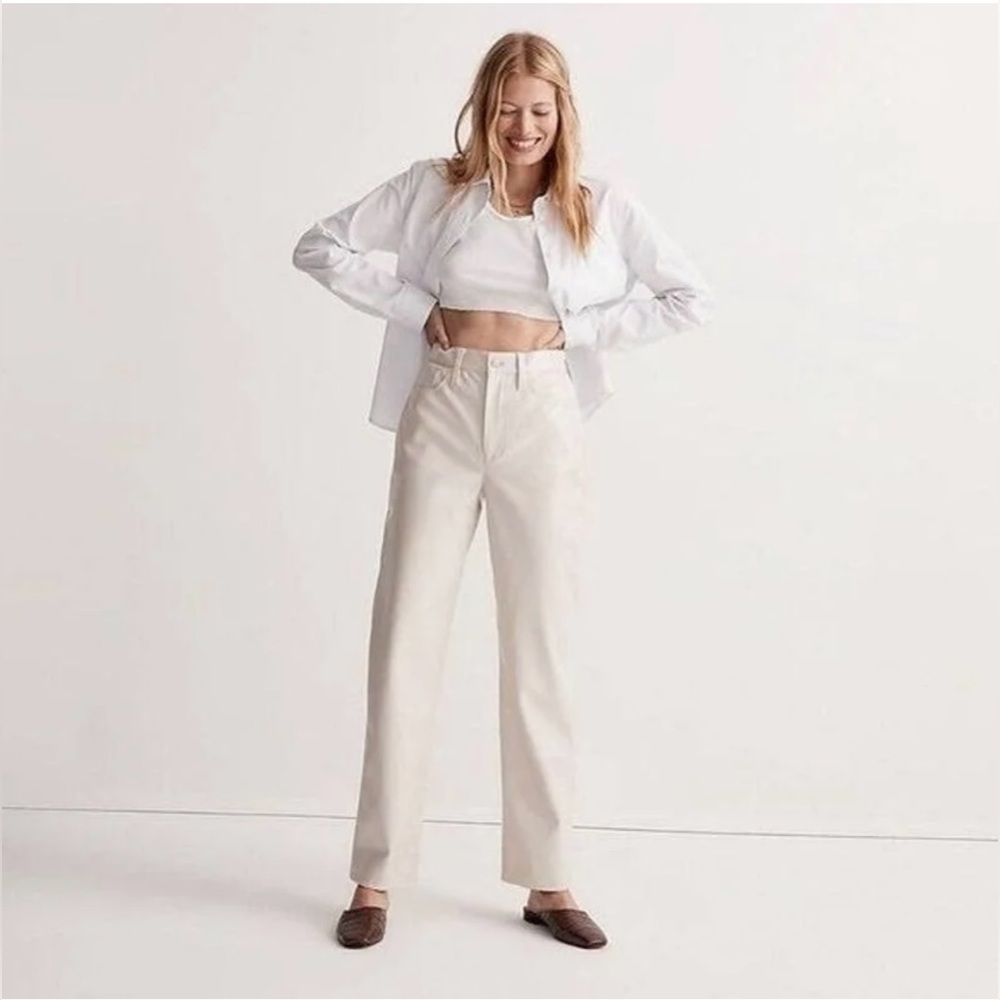 Madewell The Perfect Vintage Straight Jean - Faux Leather Edition - size 29